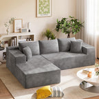 Homall 108" Modular Sectional Sofa, Boneless Couch with L-Shape Chaise, Cloud Couch with Deep Seat Upholstered, No Assembly Required for Living Room, Bedroom (Corduroy, Grey)