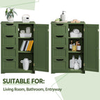 Yaheetech Wooden Bathroom Floor Cabinet, Side Storage Organizer Cabinet with 4 Drawers and 1 Cupboard, Freestanding Entryway Storage Unit Console Table, Bathroom Furniture Home Decor, Green
