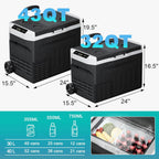 Erivess 12 Volt Portable Refrigerator, 32QT(30L) Electric Cooler, 12/24V DC & 110-240V AC, -4℉~68℉ Dual Mode Portable Freezer, 12V Car Fridge with Pull Rod & Wheels for Camping, Truck, RV, Boat