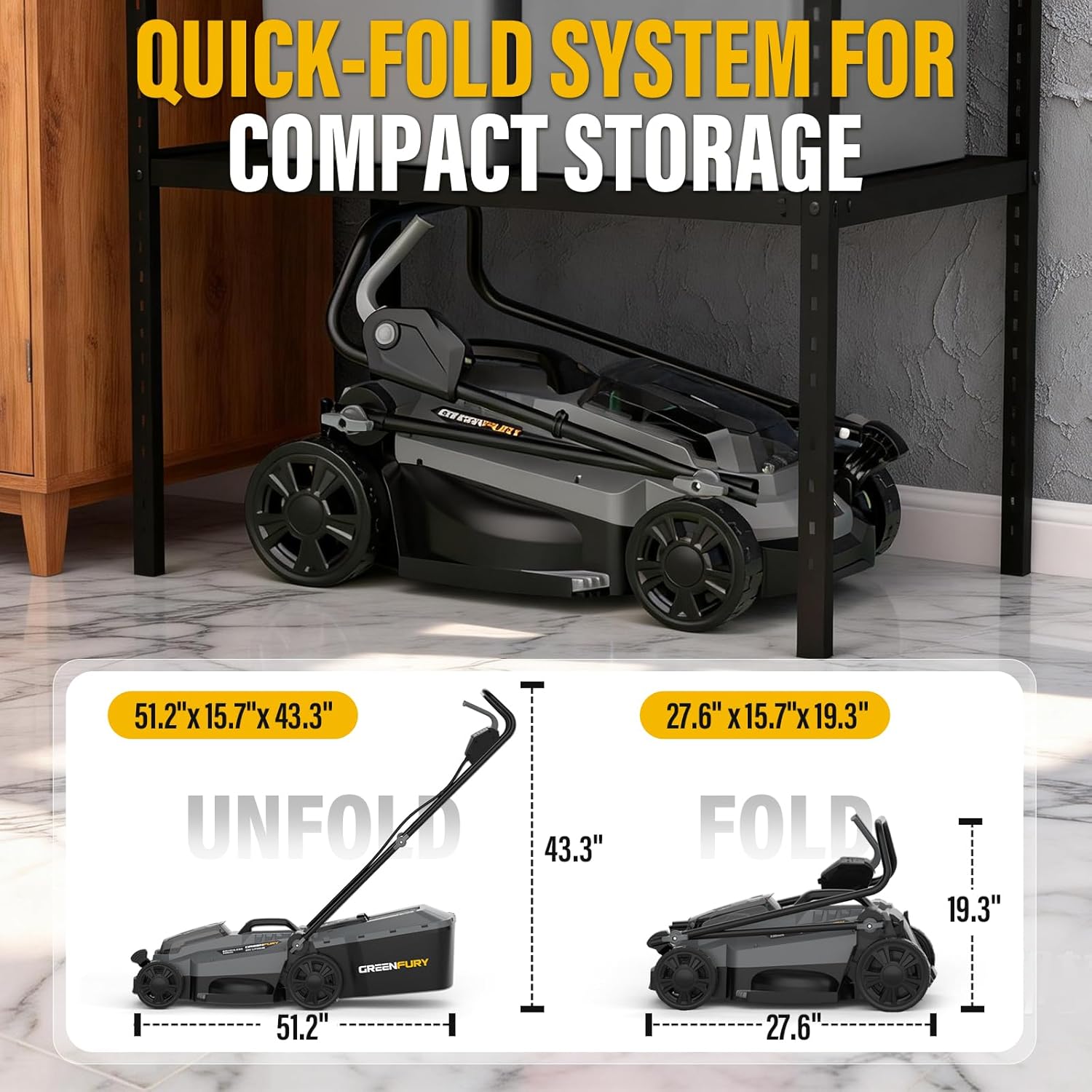 13 Inch Cordless Lawn Mower, Compatible with Dewalt 20V MAX Battery, Brushless Electric Mower with 8 Gallon Grass Bag, 5-Level Height Adjustment, for Small Yard/Garden (Battery Not Included)