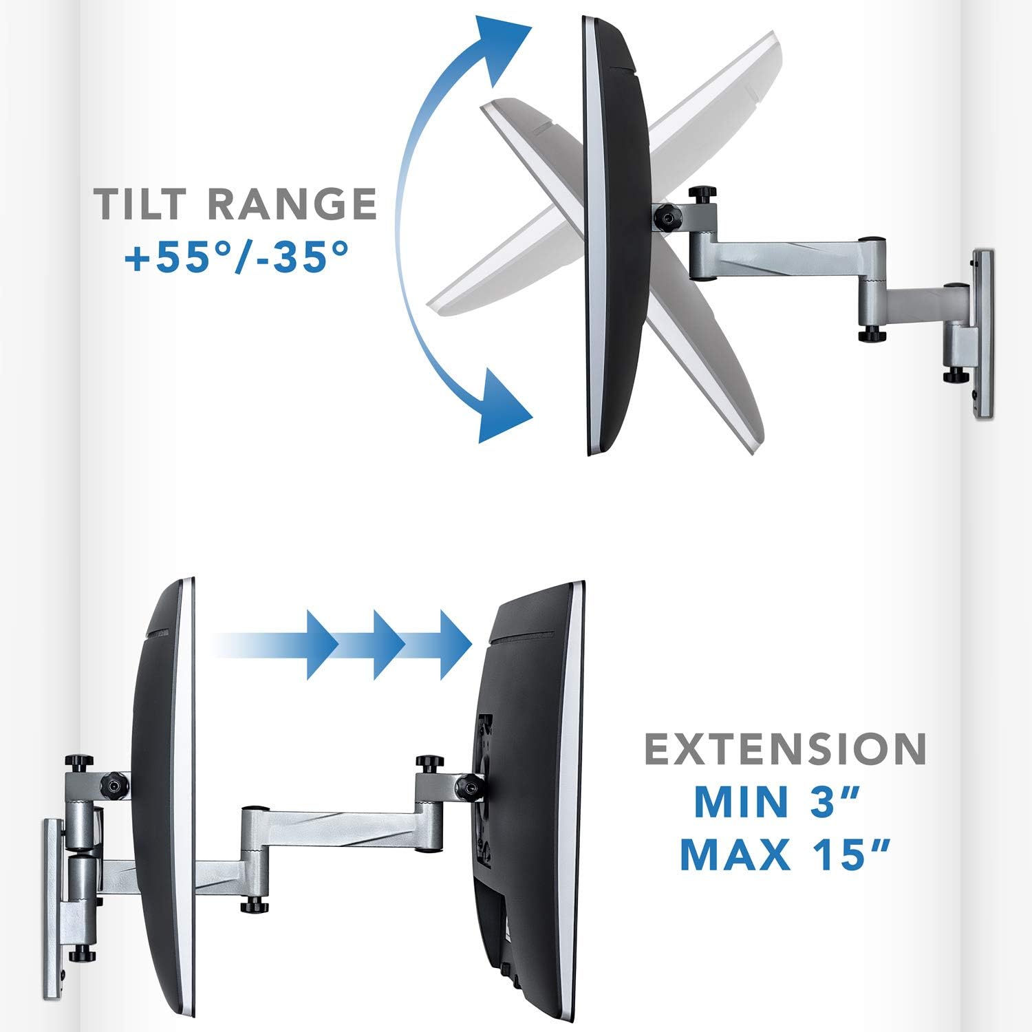 Mount-It! Locking RV TV Mount with Dual Wall Plates & Quick Release | Full Motion Rust-Resistant Aluminum Arm for Indoor & Outdoor Use in Camper, Trailer, RV | 13-42 Inch Screens, VESA 200 Compatible