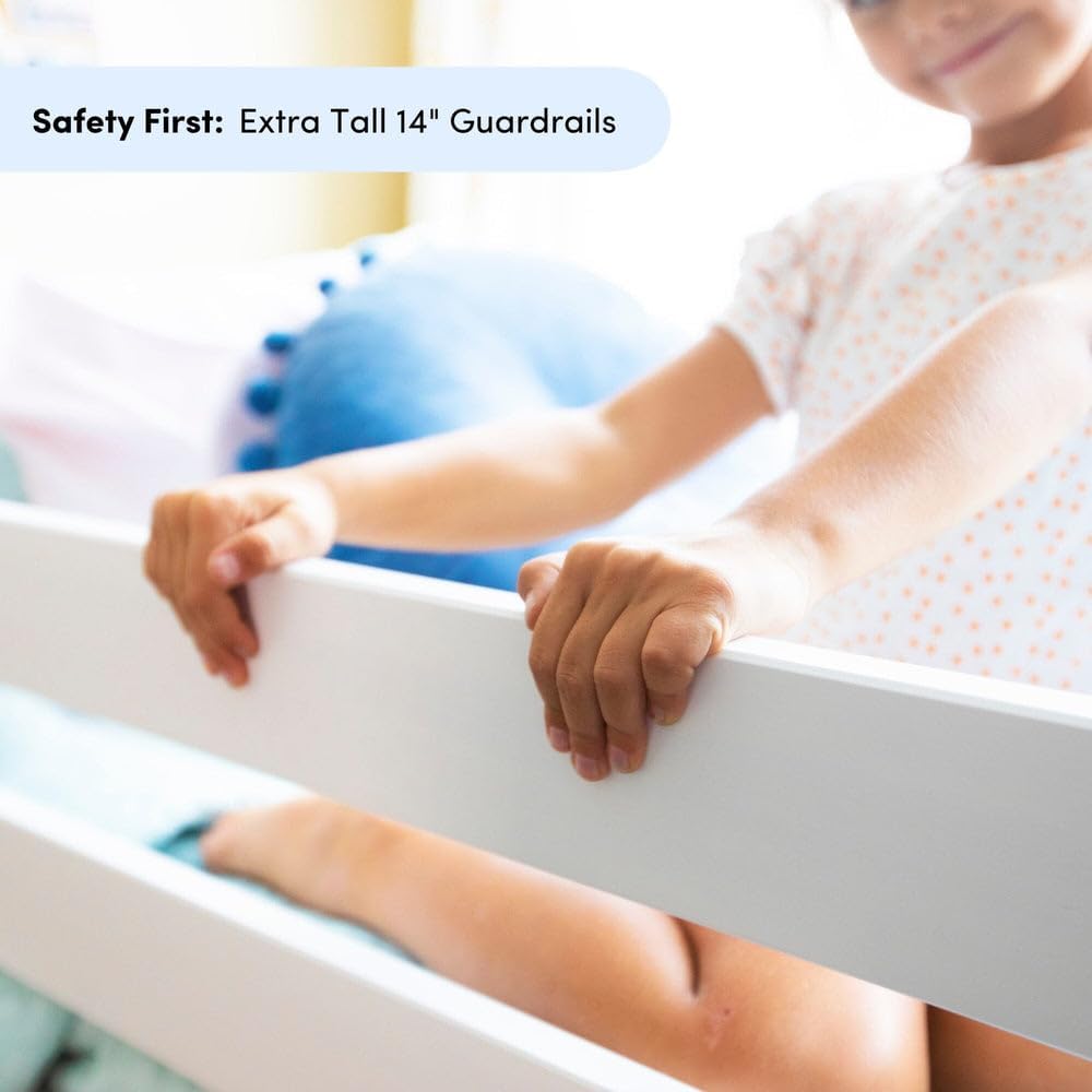 Max & Lily Bunk Bed Twin over Twin, Solid Wood Bunk Bed Frame with Ladder for Kids, 14" Safety Guardrails, Easy Assembly, No Box Spring Needed, Natural
