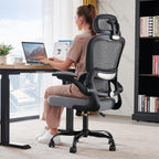 TRALT Office Chair Ergonomic Desk Chair, 330 LBS Home Mesh Office Desk Chairs with Wheels, Comfortable Gaming Chair, High Back Office Chair for Long Hours (Dark Grey)