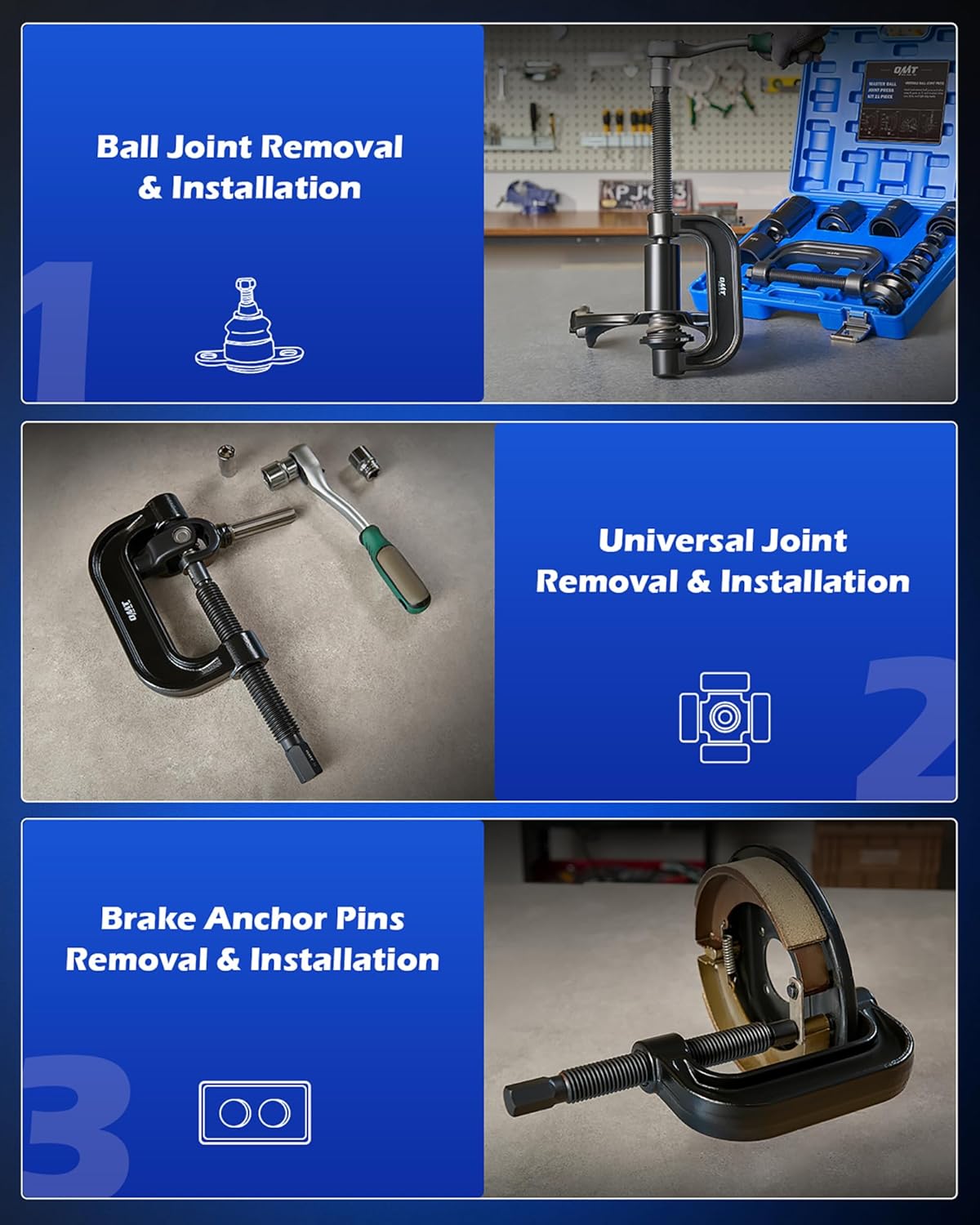 Orion Motor Tech Ball Joint Press Kit, 21-Piece Master Ball Joint Removal Tool with C-Frame, Heavy-Duty Brake Anchor Pin U Joint Ball Joint Press Tool for 2WD and 4WD Cars