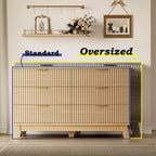 53" Long Dresser for Bedroom, 6-Drawer Dresser with Fluted Fronts, Wide Wood Chest of Drawers, Smooth Metal Slides, Stable Base, Modern Clothes Storage Cabinet for Living Room, Hallway