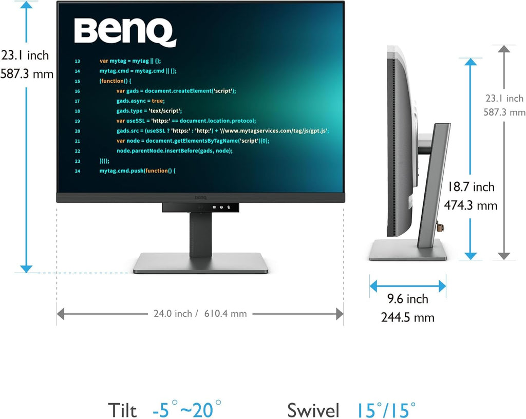 BenQ RD280U 28.2” 4K 3840x2560 3:2 Programming Monitor  Eye-Care  Nano Matte Panel  Coding Modes  MoonHalo Backlight  90W USB-C  KVM  VESA Mount  Developer Monitor