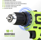 FASTPRO 177-Piece 20V Cordless Lithium-ion Drill Driver and Home Tool Set, Household Repairing Tool Kit with Drill in Storage Case, Green