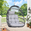 RADIATA Outdoor Hanging Egg Chair Without Stand, Foldable Rattan Wicker Swing Basket, 350 Lbs Heavy-Duty Hammock Chair with Cushion & Pillow for Patio Balcony Bedroom Garden Ceiling Tree, Light Gray