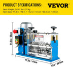 VEVOR Electric Wire Stripping Machine, 370W 0.06" - 1.5" Automatic Motorized Cable Stripper w/ 75 Feet/Minute Speed, 11 Channels 10 Blades Strip Machinery, Scrap Handling Tool for Recycling Copper