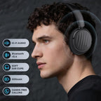 Bluetooth Headphones  Wireless Over Ear Bluetooth Headsets HiFi Stereo Foldable Headphones Black