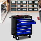 7 Drawers Rolling Tool Cart on Wheels, Multifunctional Organizer Tool Chest Tool Case , Trolley Tool Storage Tool Box for Workshop,Garage,Repair Shop (7 Drawers 24.2"W×12.9"D×29.9"H-Black&Blue)