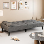 Meilocar 64" Futon Sofa Bed, Convertible Loveseat with 2 Cup Holders, Small Couch with 3 Adjustable Angles & Armrests, Sleeper Sofa for Small Apartment, Office, Dark Grey | small couch