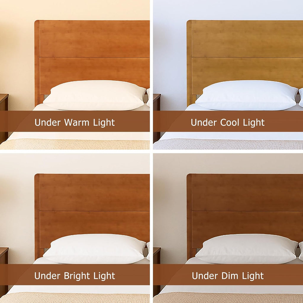Merax Queen Size Bamboo Platform Bed, Mid-Century Modern Bed Frame with Tall Headboard, Solid Sustainable Bedframe Queen-Size, Wood Slat Support, No Box Spring Needed, Easy Assembly, Espresso