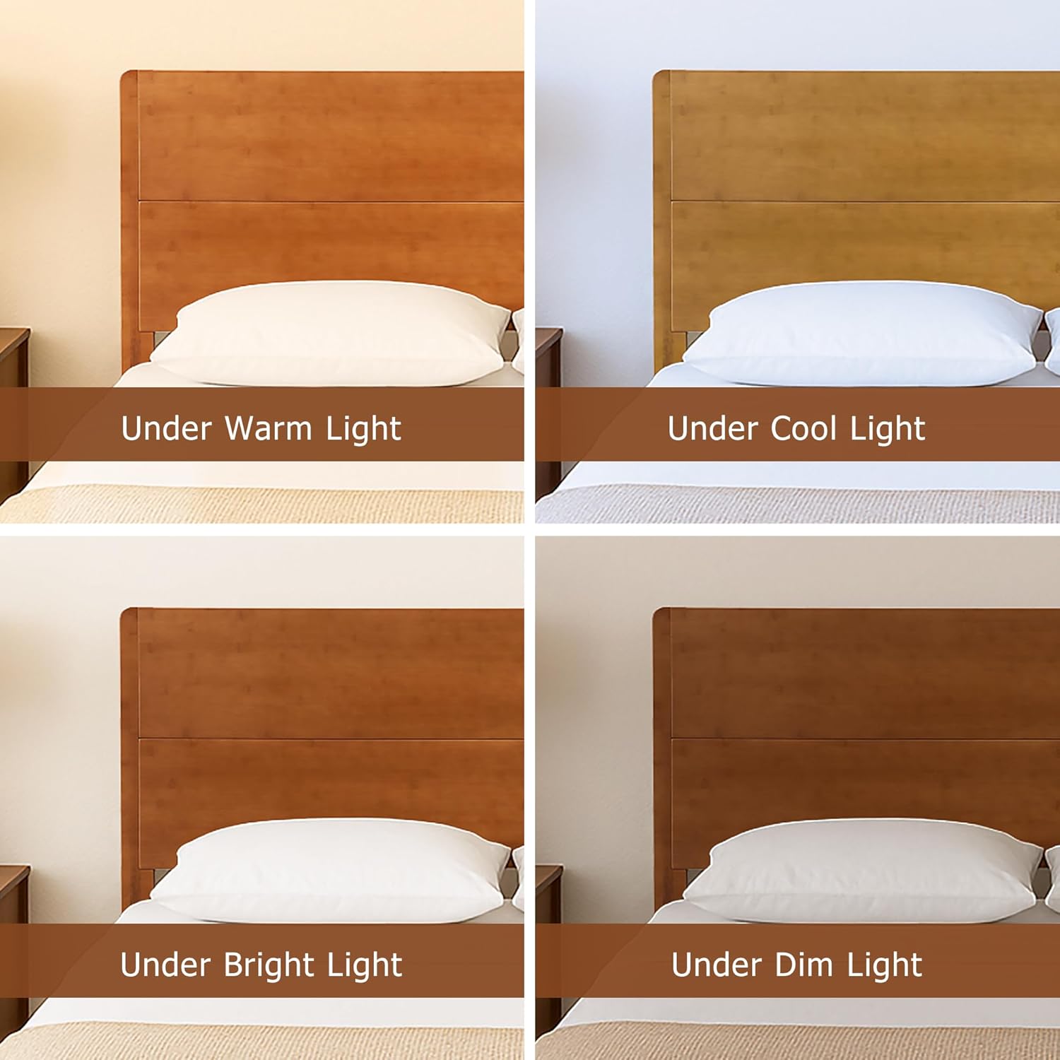 Merax Queen Size Bamboo Platform Bed, Mid-Century Modern Bed Frame with Tall Headboard, Solid Sustainable Bedframe Queen-Size, Wood Slat Support, No Box Spring Needed, Easy Assembly, Espresso