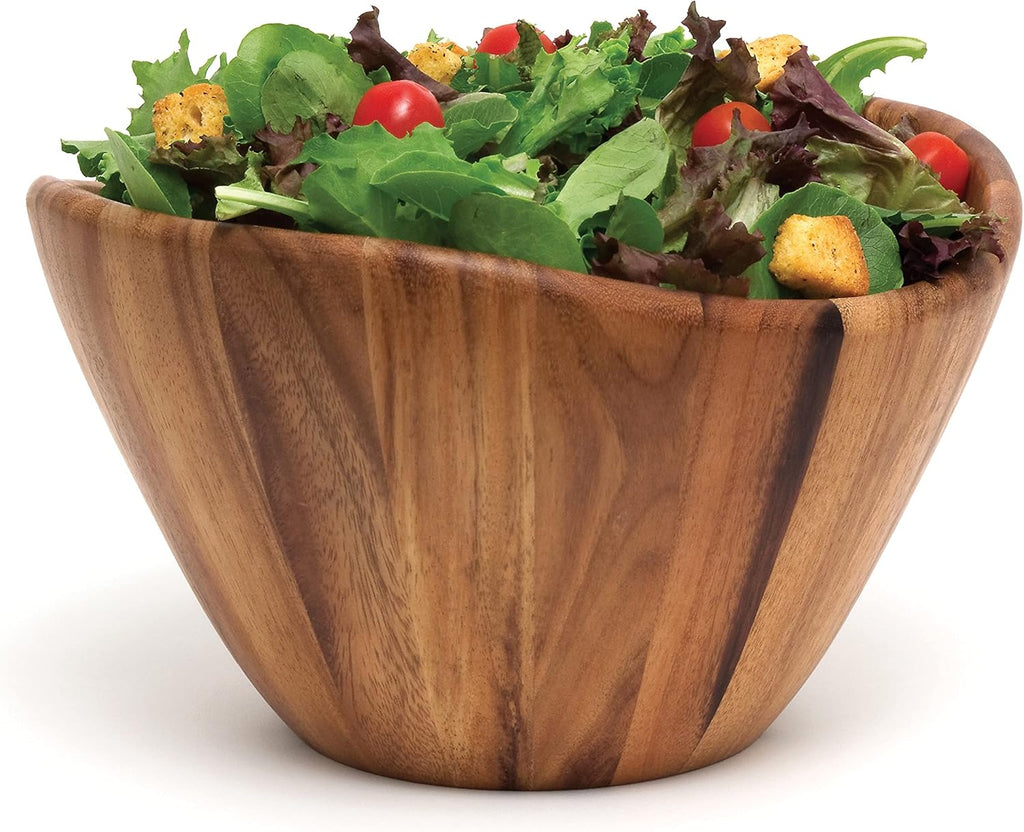 Lipper International 1174-7 Acacia Wave Bowl Set with Servers