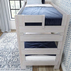 Plank+Beam Rustic Wood Bunk Bed, Solid Wood Twin-Over-Twin Bed Frame, Heavy-Duty Bunk Bed for Adults, No Box Spring Needed, White Wash
