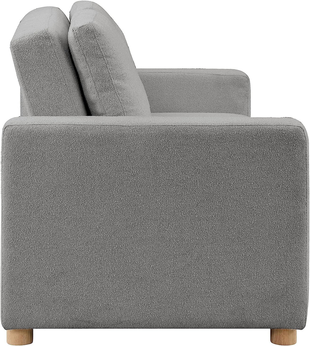 Serta Tulsa 66.1" Convertible Sleeper Loveseat, Full Size, Dreamcoil Comfort, FingerGuard Pinch Point Protection, Boucle Fabric, Grey