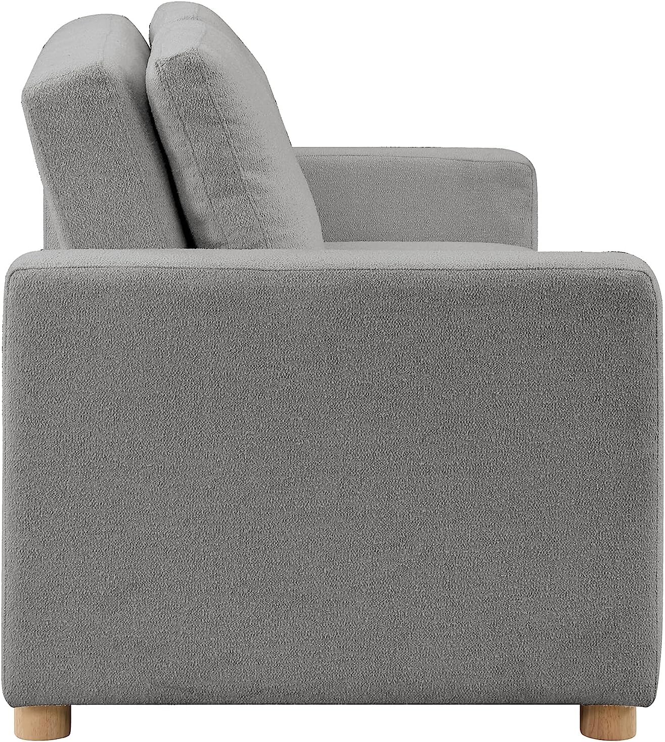Serta Tulsa 66.1" Convertible Sleeper Loveseat, Full Size, Dreamcoil Comfort, FingerGuard Pinch Point Protection, Boucle Fabric, Grey