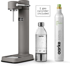 Aarke Carbonator lll with CO2 Cylinder, Sparkling & Carbonation Water Machine, Stainless Steel with PET BPA-Free Reusable Bottle Volume 1L/34 fl oz (Matte Grey)