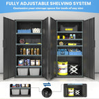 Metal Garage Storage Cabinet with Lock, 71" Tall Steel Storage Locker with 4 Adjustable Shelves, Heavy Duty Metal Cabinet for Garage, Office, Home, 31.5”W × 16.5”D, Black