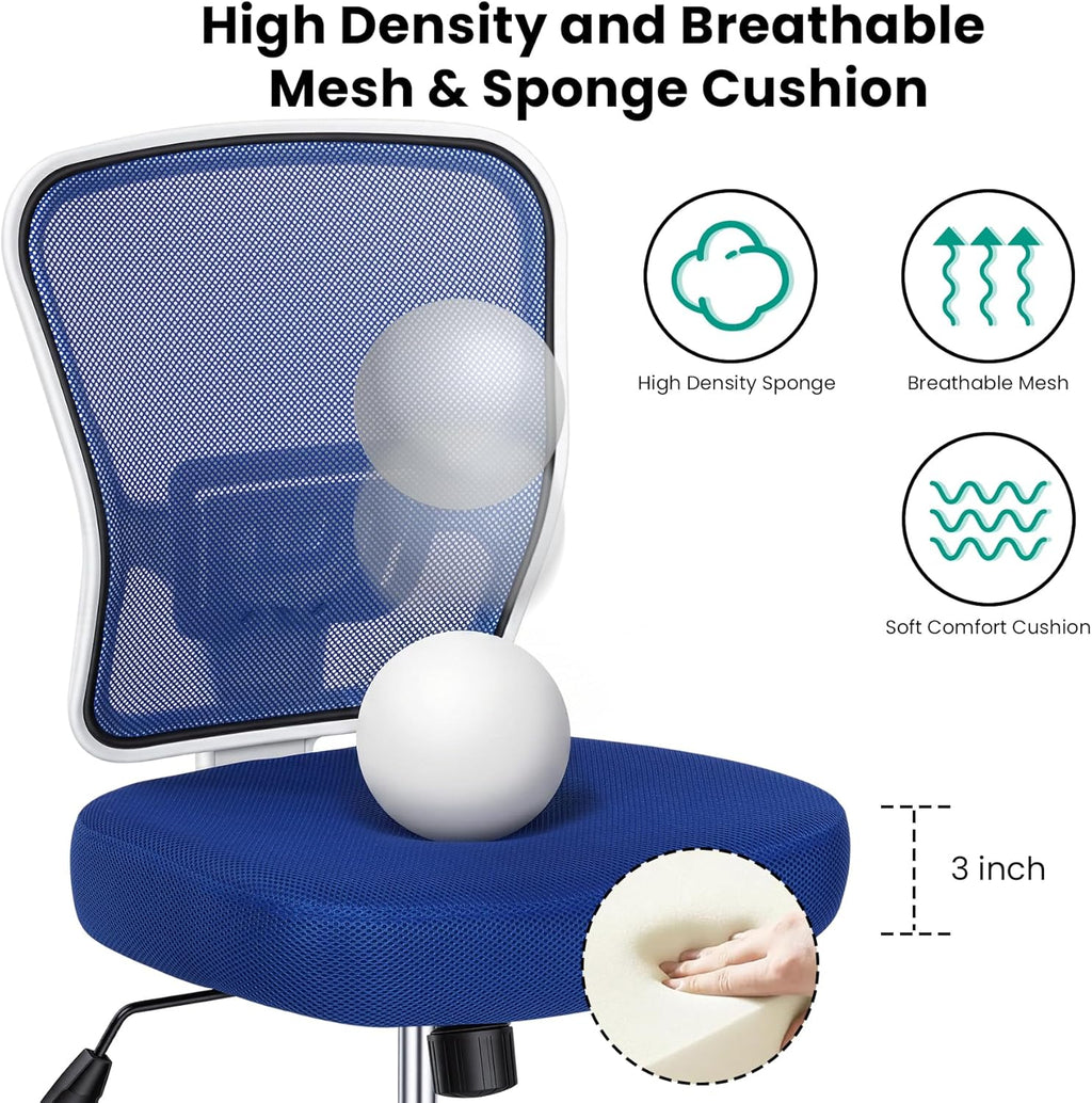 Armless Drafting Chair Tall Office Chair for Standing Desk - Adjustable Height Mesh Ergonomic Stool with Foot Ring, Rolling Counter Height Computer Chair for Small Spaces & Home Office