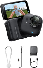 Insta360 GO Ultra - Small 4K Vlogging Camera  Hands-Free  POV Cam  1/1.28" Sensor  53g Lightweight  156° FOV  200 Min Battery Life  Magnetic Wearable Action Camera for Sports  Vlog .Midnight Black