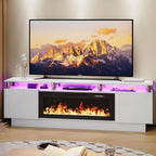 LEMBERI 70 Inches Fireplace TV Stand for TVs up to 80 Inches with 36'' Electric Fireplace & Remote, Modern Entertainment Center with Luxury LED Light,Woodeen TV Console for Living Room