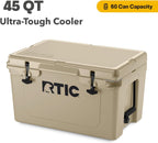 RTIC Ultra-Tough Cooler Hard Insulated Portable Ice Chest Box for Beach, Drink, Beverage, Camping, Picnic, Fishing, Boat, Barbecue