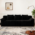 71" Corduroy Living Room Sofa, 3 Setaser Deep Seat Couch with 3 Lumbar Pillows, Comfy Boneless Sofa Modern Compressed Couch for Bedroom, Office, Apartment, No Assembly, Curved Armrests (Black)