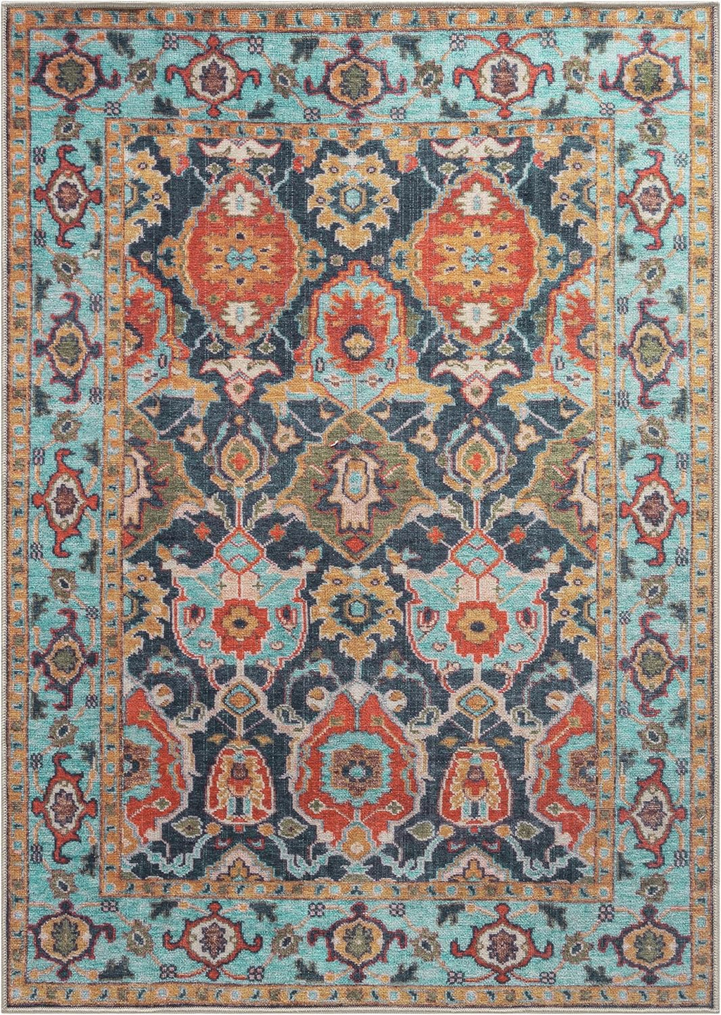 Keen Home Design 9x12 Rug - Machine Washable Area Rug with Non-Slip Backing, Ideal for Living Room, Dining Room, Bedroom - Vintage, Easy Clean, Durable, Low Pile Rug - (9' x 12')