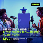 Shure MV7i Smart Microphone – USB-C & XLR Mic for Podcasting  Music & Streaming with Built-in Audio Interface  Auto Level Mode  Advanced DSP  All-Metal Design  Black
