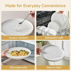 KINGSTONE Ceramic Dinnerware Set, 24-Piece Porcelain Plates and Bowls Set for 8, Matte Black or White, Hammered Texture, Microwave, Dishwasher & Oven Safe, Perfect for Home, Weddings & Gifts