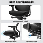 EUREKA ERGONOMIC Lira Office Chair, Ergonomic Desk Chair with 3D Armrests, Adjustable Seat Depth, Mesh Computer Chair with Lumbar Support for Home Office(Black)