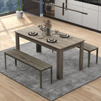 COSTWAY 63' Rectangular Dining Table, Farmhouse Dinette Table with Large Computer Workstation, Modern Kitchen Table for Apartment, Living Room, Restaurant (Oak)