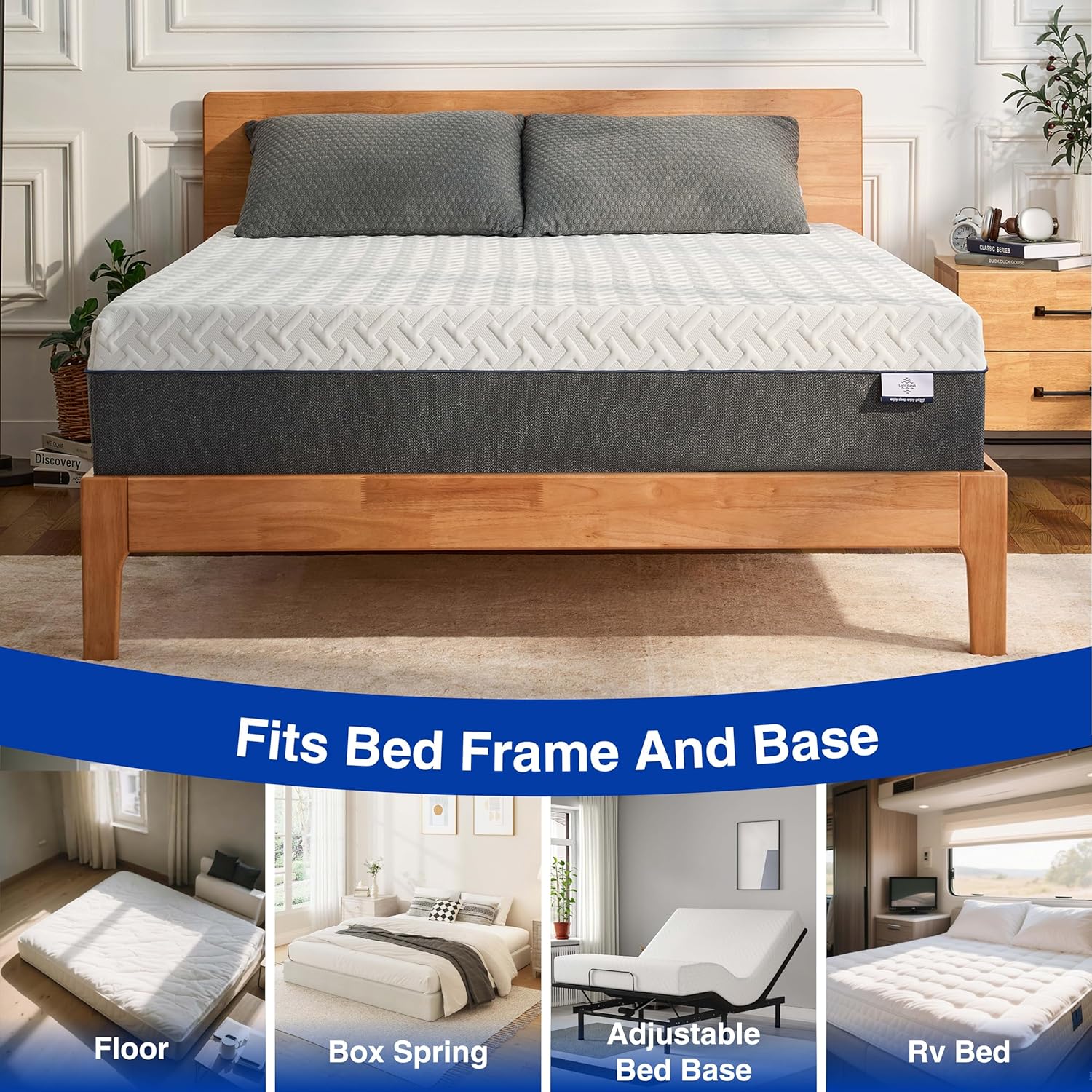 12 Inch King Green Tea Memory Foam Mattress for Cool Sleep & Pressure Relief, Bed in a Box, Removable Cover No Fiberglass, CertiPUR-US Certified