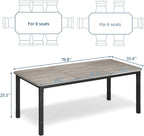 Garvee Large Dining Table for 6-8 People, 71" Wooden Kitchen Table with Sturdy Metal Frame, Dining Room Table for Dining Room, Kitchen, Black Leg & Grey