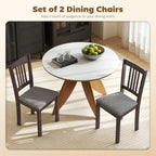 HOMCOM Dining Chairs Set of 2, Solid Wood Kitchen Chairs, Mid Century Modern Linen Fabric Upholstered for Dining Room, Living Room, Espresso Frame and Gray Upholstery