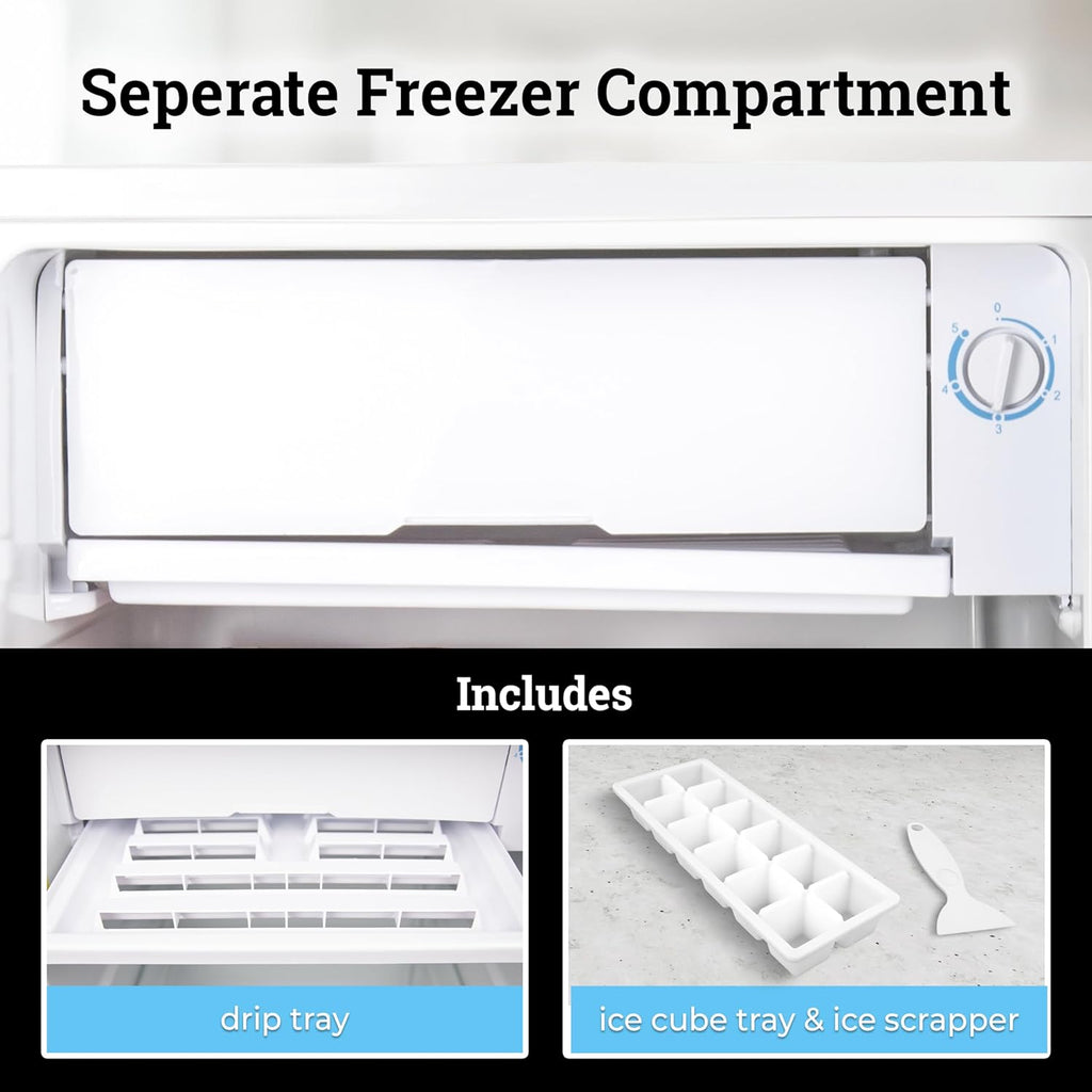 Igloo 2.6 Cu.Ft Mini Fridge with Freezer- Single Door Compact Refrigerator with Glass Shelves for Homes, Dorms & Offices- Keep Snacks, Drinks & Frozen Foods Cool with Temperature Control Fridge- White
