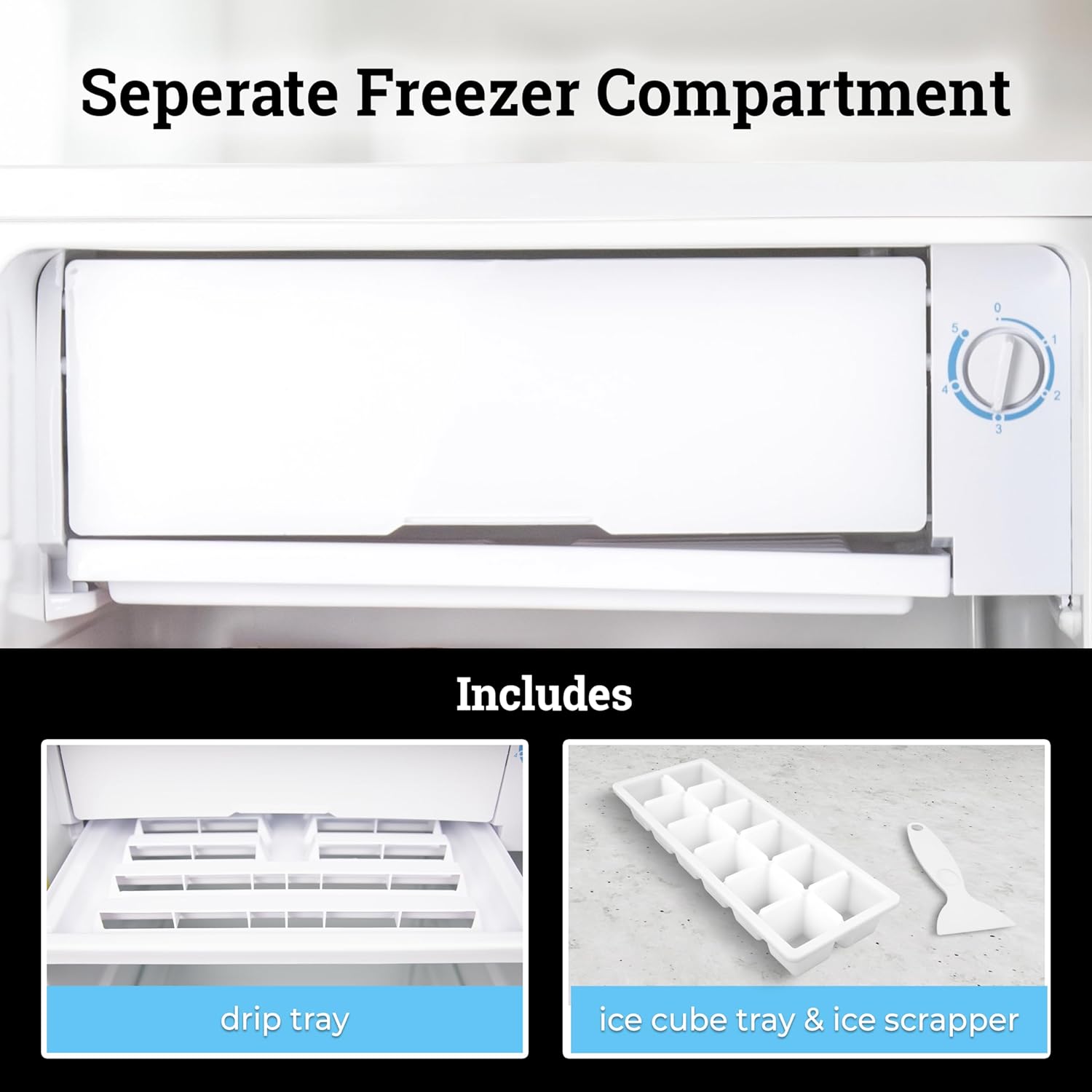 Igloo 2.6 Cu.Ft Mini Fridge with Freezer- Single Door Compact Refrigerator with Glass Shelves for Homes, Dorms & Offices- Keep Snacks, Drinks & Frozen Foods Cool with Temperature Control Fridge- White