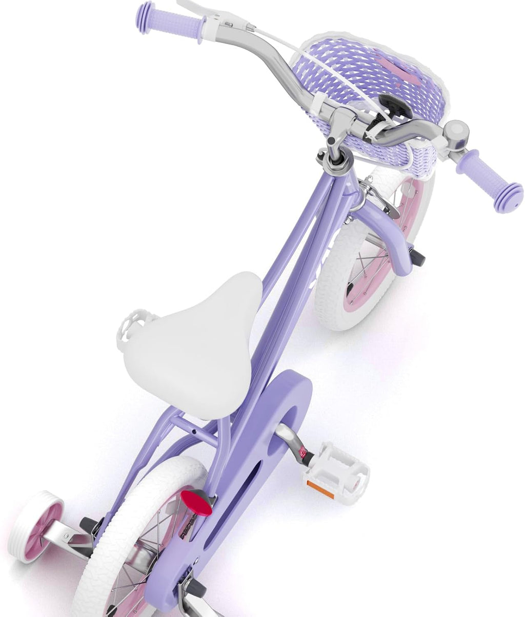 XJD Girls Bike for 3-12 Years Old Girls, 12 14 16 20 Inch Kids Bike with Training Wheels, Adjustable Seat Height, Coaster Brake, Streamers Basket