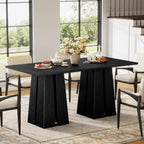 LITTLE TREE Wooden Square Dining Table 4 Sets, 31.5" Farmhouse Kitchen Table with Heavy-Duty Pedestal Base, Dinner Furniture for Dining Room, Living Room, Kitchen (1, Black)