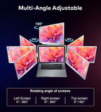 FOPO 14" Laptop Screen Extender  FHD 1200P IPS Monitor Extender  Just 1 Cable for 3 Screens Quad Monitor  Triple Extender for 12"-17.3" Laptops  Compatible with Windows 10/11 and Mac M1/M2/M3
