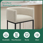 Counter Height Bar Stools Set of 3, 24 Inch Seat Height Barstools for Dining Room, Fabric Upholstered Bar Chair for Kitchen Island, Linen Counter Stools with Metal Legs, Beige