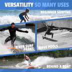 Rock-It DA Wizard Performance Soft Top Surfboard, 4’10” / 39L Foam Surfboard for Ocean, Wave Pool, River Surfing and More with 2+1 fin System and Reinforced Deck and Rails Developed in Hawaii (Black)