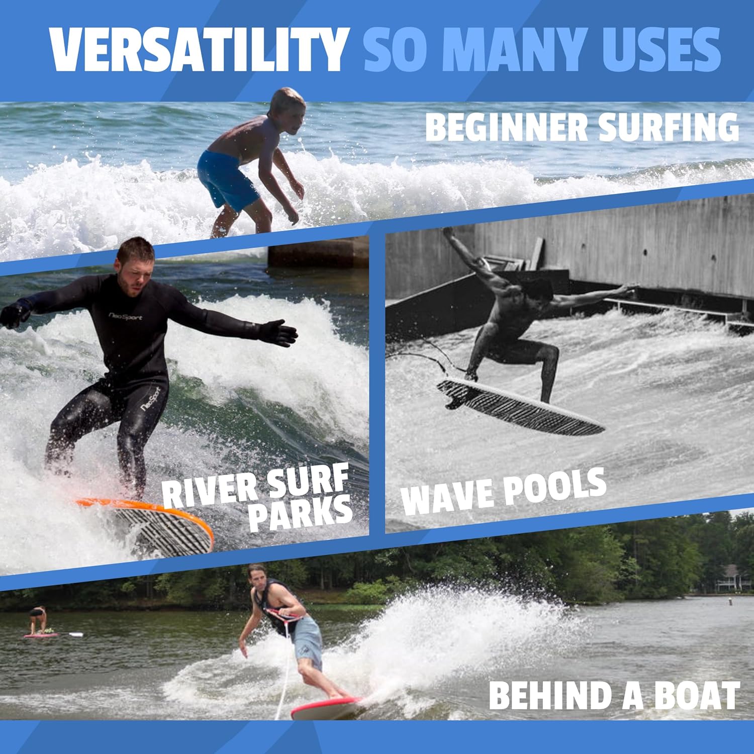 Rock-It DA Wizard Performance Soft Top Surfboard, 4’10” / 39L Foam Surfboard for Ocean, Wave Pool, River Surfing and More with 2+1 fin System and Reinforced Deck and Rails Developed in Hawaii (Black)
