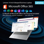 Lenovo IdeaPad Laptop with Microsoft Office  Intel High Performance CPU  12GB Memory  1.2TB(1TB Cloud & 256GB SSD)  11 Hour Battery  SD-Card Reader  USB-C &Webcam  WOWPC Recovery USB  Windows 11