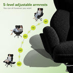 Big and Tall Office Chair with Adjustable Arms and Back, Ergonomic Office Chair with Footrest and Comfortable Fabric for Home Office, Bedroom  .Black