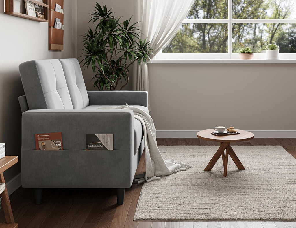 Txtin's Loveseat Sofa 53" Small Couches for Small Spaces 2 Seater Mini Couch for Bedroom Comfy Modern Love Seat for Apartment Office Living Room - Light Grey