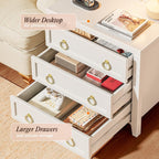 Huuger Paint Night Stand with Charger Station and USB-C Port, 3 Drawer Nightstands Set of 2, Larger Wider Bedside Table, Modern End Table, for Bedroom, White Nightstand