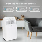 Uhome Portable Air Conditioner, 8000 BTU Compact AC Unit with Cooling, Dehumidifier, Fan, Remote Control and Window Mount Kit Included, White